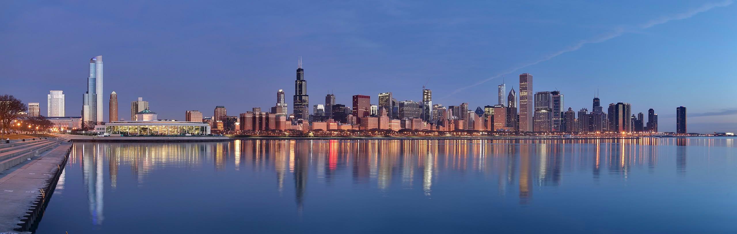 Chicago skyline over the lake